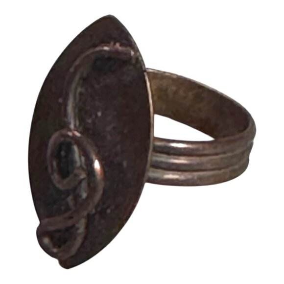 Vintage Copper Adjustable Ring Music Note Trebel Clef MCM Mid Century Swirl - Picture 9 of 9